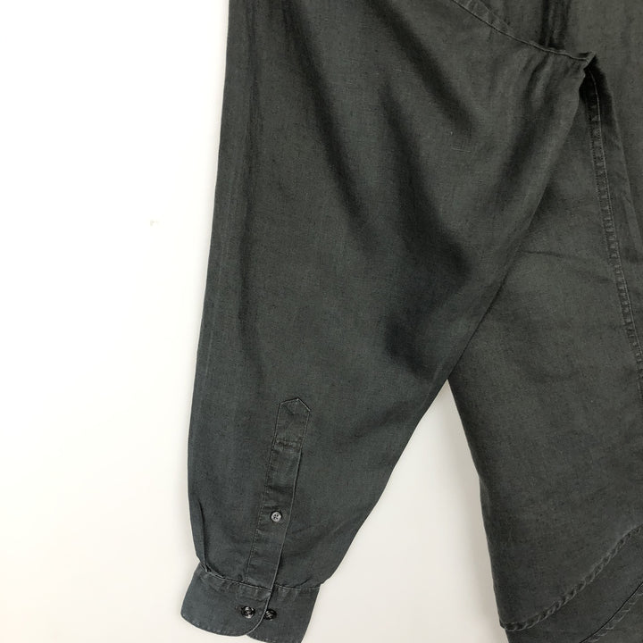 Brooks SPORT Long-Sleeve Linen Shirt, Men's Size L (approx.) linen black type Vintage Second Hand