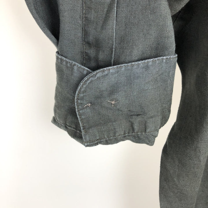 Brooks SPORT Long-Sleeve Linen Shirt, Men's Size L (approx.) linen black type Vintage Second Hand