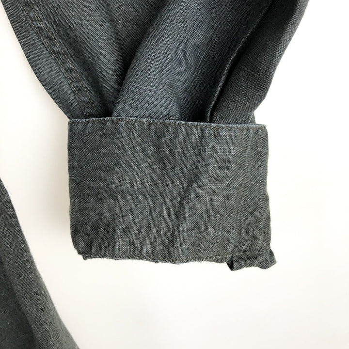 Brooks SPORT Long-Sleeve Linen Shirt, Men's Size L (approx.) linen black type Vintage Second Hand