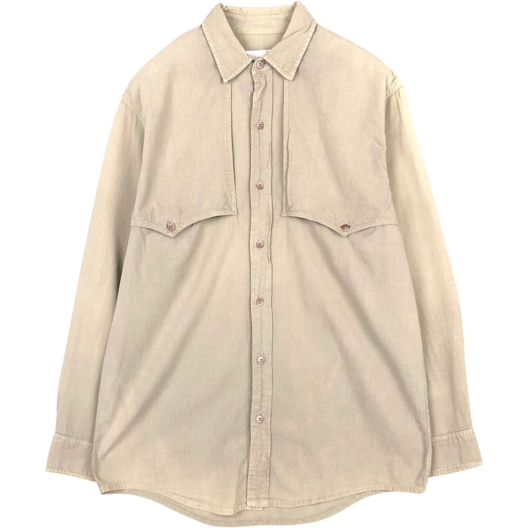 Calvin Klein long-sleeved linen shirt, men's size M (approx.) unclear Beige type Vintage Second Hand