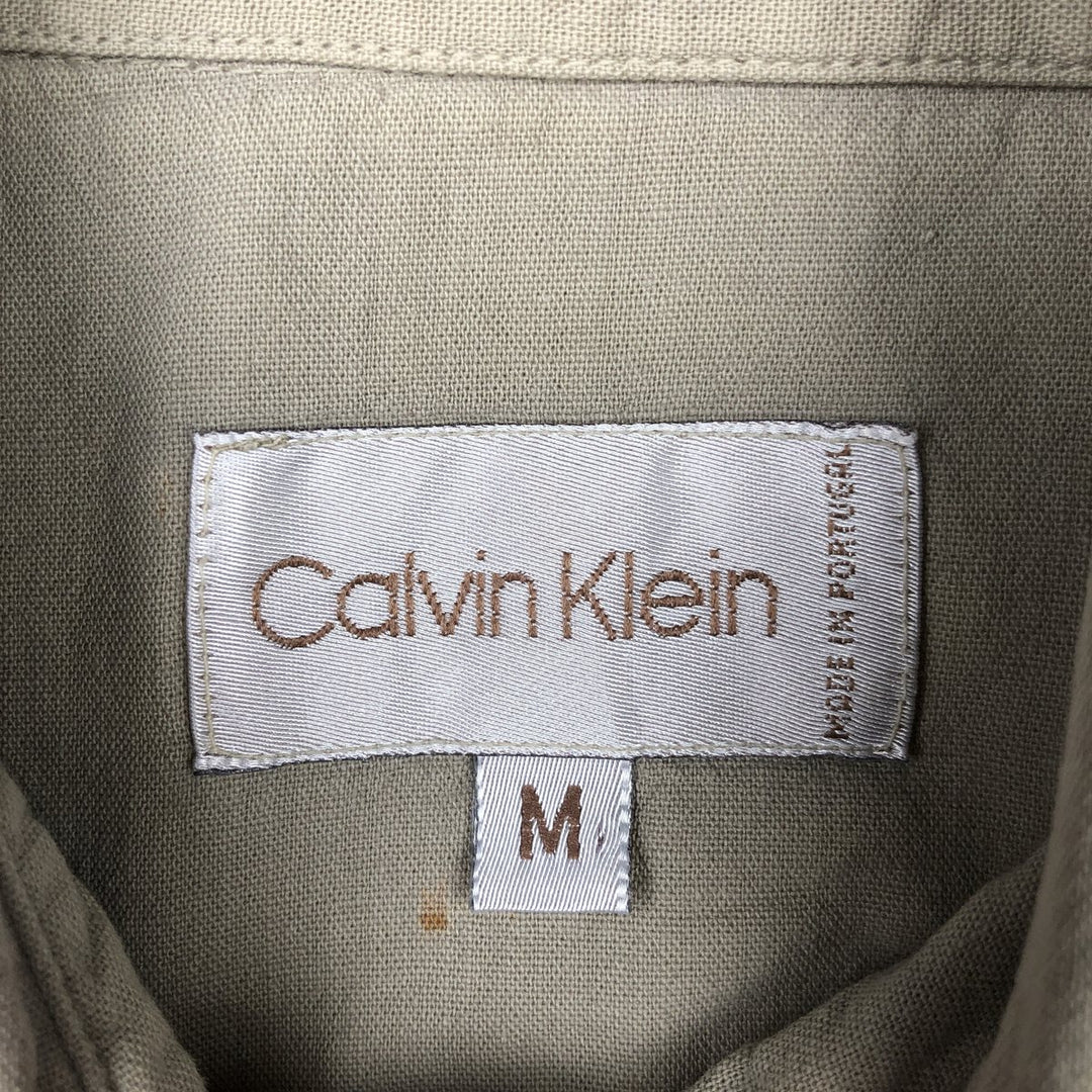 Calvin Klein long-sleeved linen shirt, men's size M (approx.) unclear Beige type Vintage Second Hand