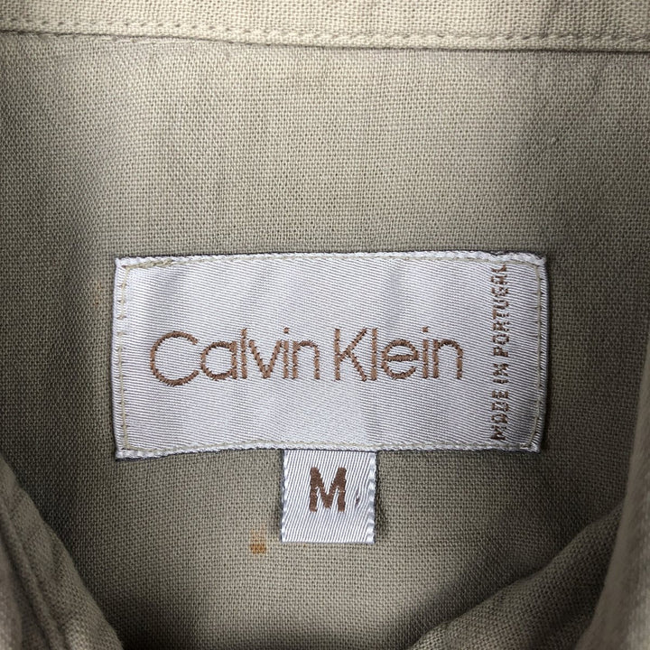 Calvin Klein long-sleeved linen shirt, men's size M (approx.) unclear Beige type Vintage Second Hand