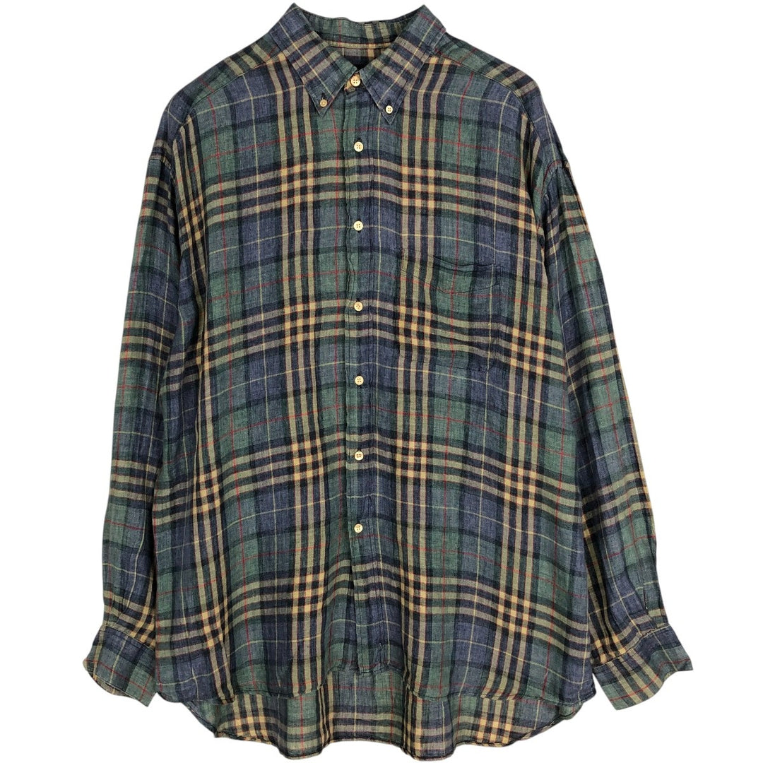 Banana Republic Long-Sleeve Linen Shirt, Men's Size XL (approx.) linen Blue type light blue Vintage Second Hand