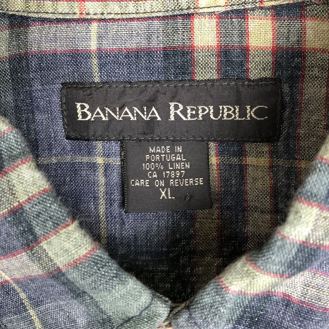 Banana Republic Long-Sleeve Linen Shirt, Men's Size XL (approx.) linen Blue type light blue Vintage Second Hand