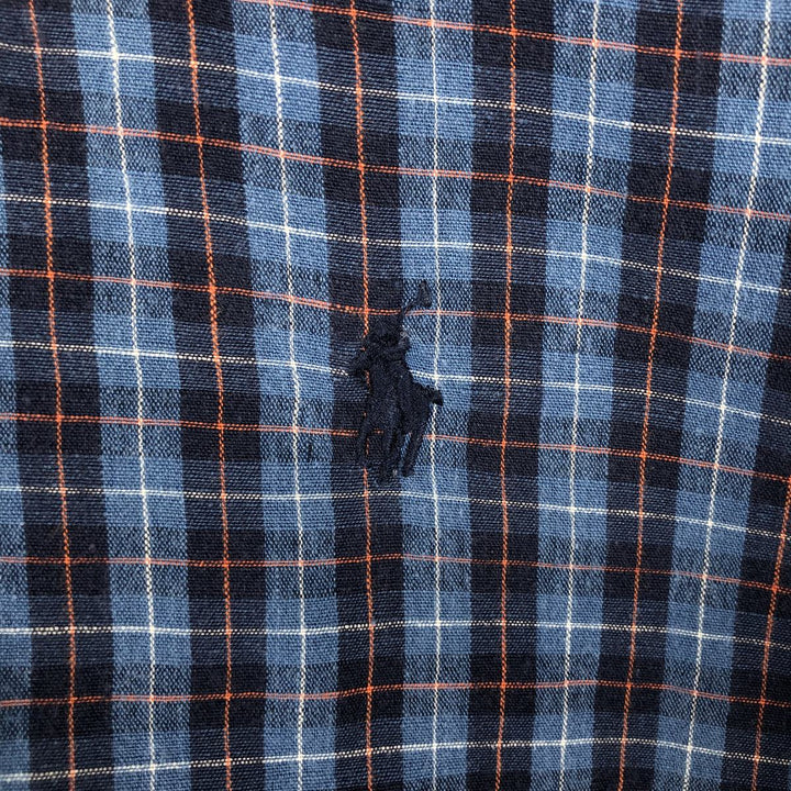 Ralph Lauren CLASSIC FIT Check Pattern Long-Sleeve Linen Button-Down Shirt, Men's Size L (approx.) linen blue type Vintage Second Hand
