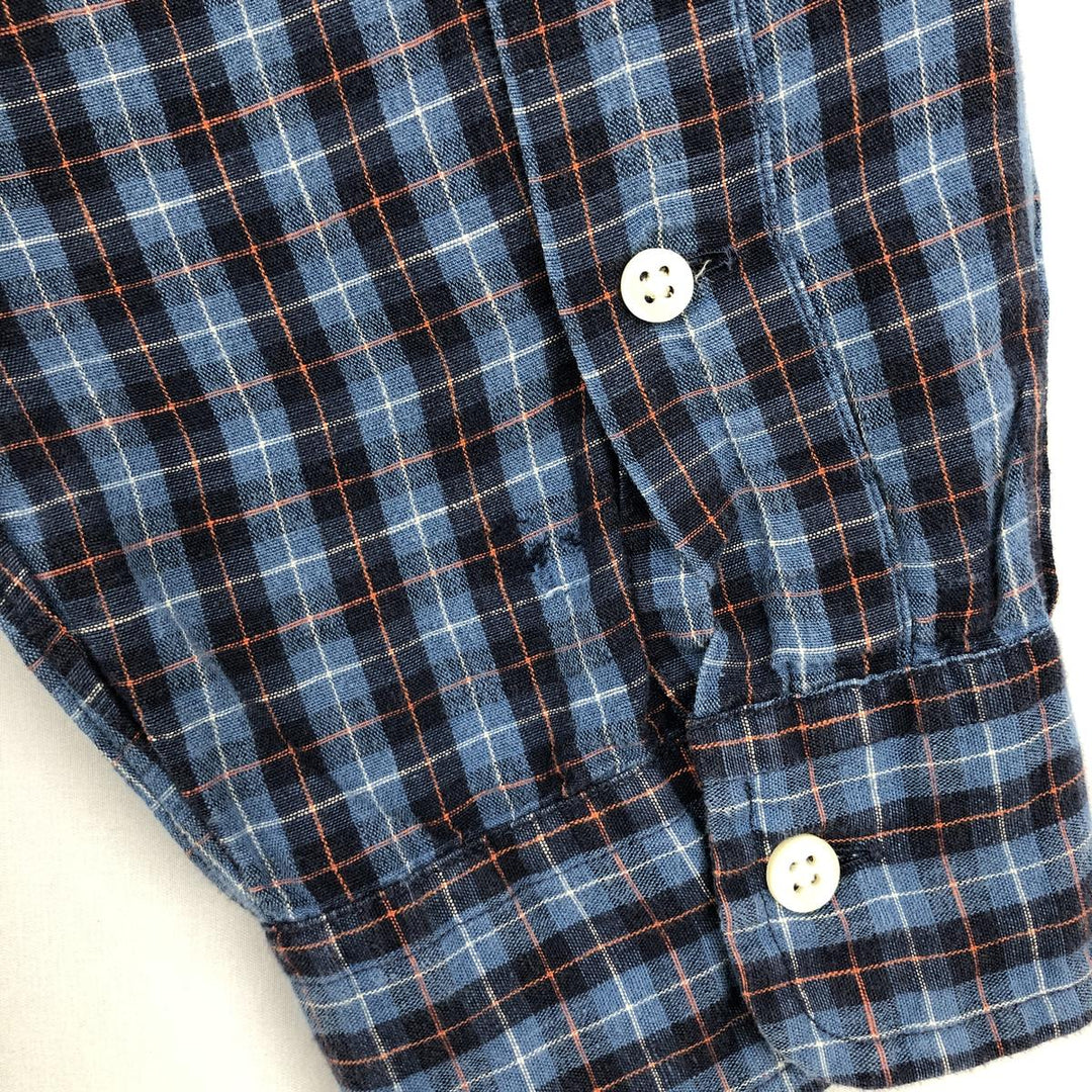 Ralph Lauren CLASSIC FIT Check Pattern Long-Sleeve Linen Button-Down Shirt, Men's Size L (approx.) linen blue type Vintage Second Hand