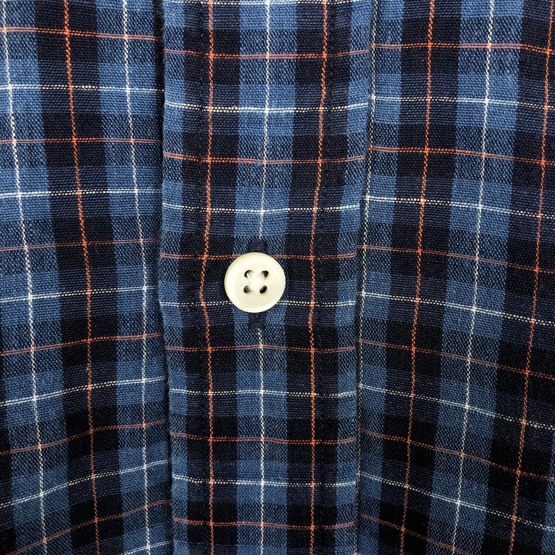 Ralph Lauren CLASSIC FIT Check Pattern Long-Sleeve Linen Button-Down Shirt, Men's Size XL (approx.) linen blue type Vintage Second Hand