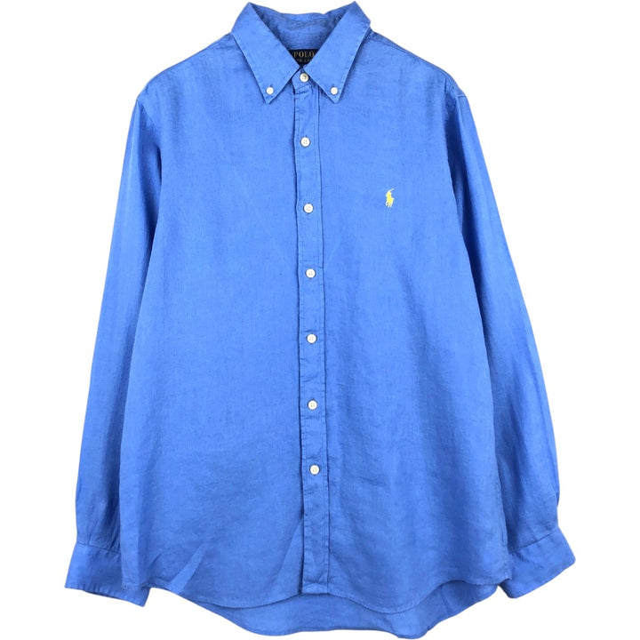 Ralph Lauren Custom Fit Long Sleeve Linen Button-Down Shirt, Men's Size L others blue type Vintage Second Hand