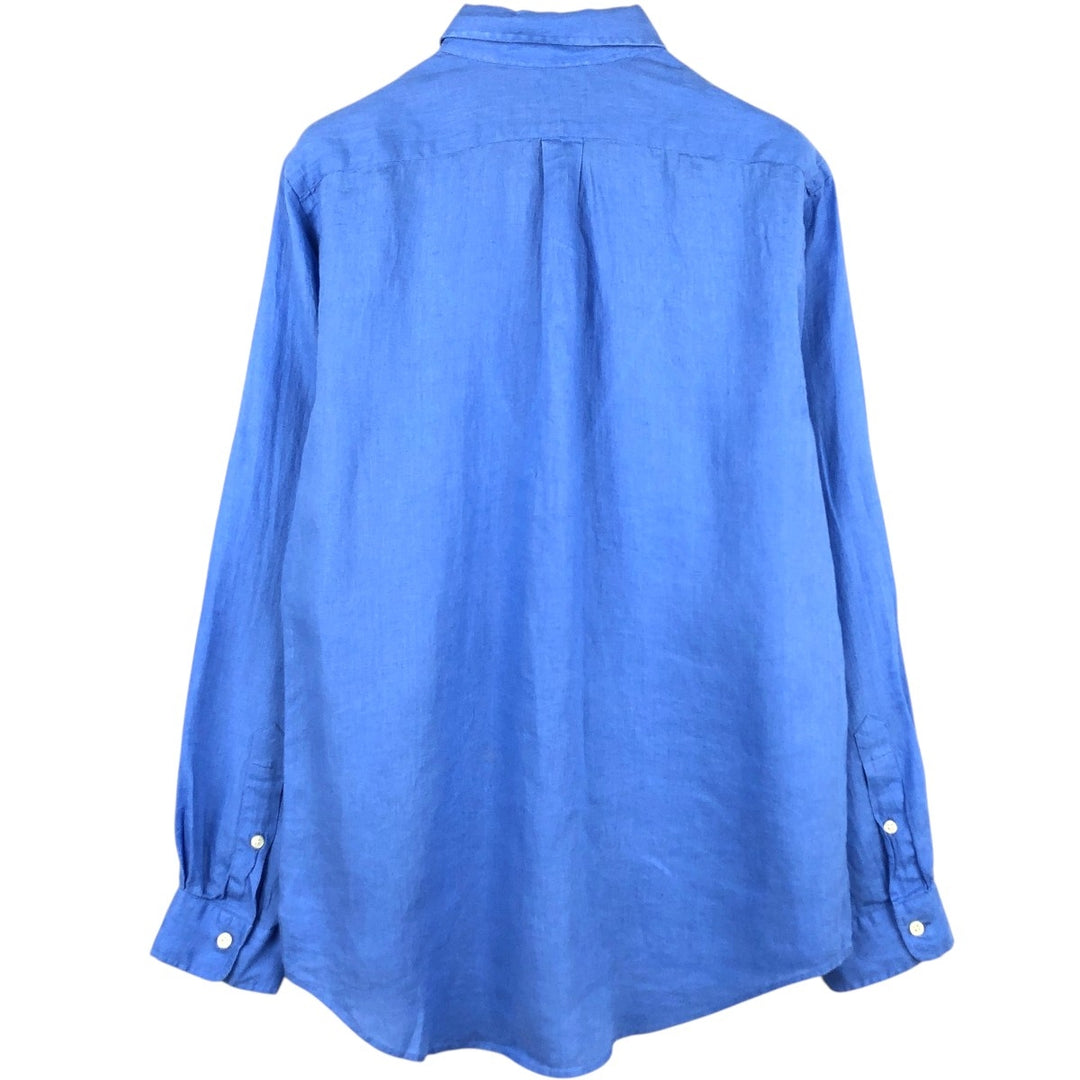 Ralph Lauren Custom Fit Long Sleeve Linen Button-Down Shirt, Men's Size L others blue type Vintage Second Hand