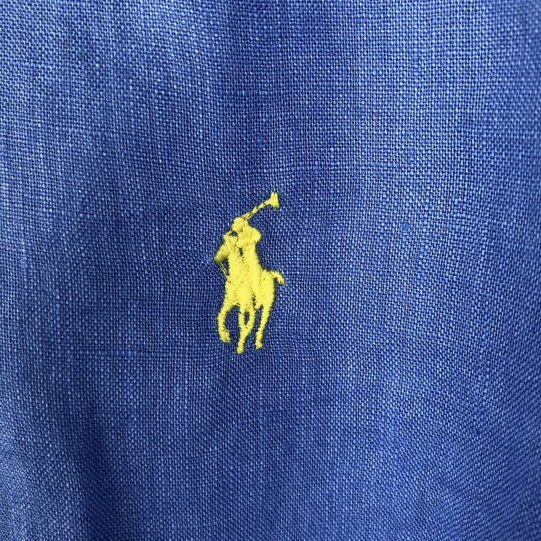 Ralph Lauren Custom Fit Long Sleeve Linen Button-Down Shirt, Men's Size L others blue type Vintage Second Hand
