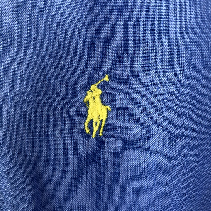 Ralph Lauren Custom Fit Long Sleeve Linen Button-Down Shirt, Men's Size L others blue type Vintage Second Hand