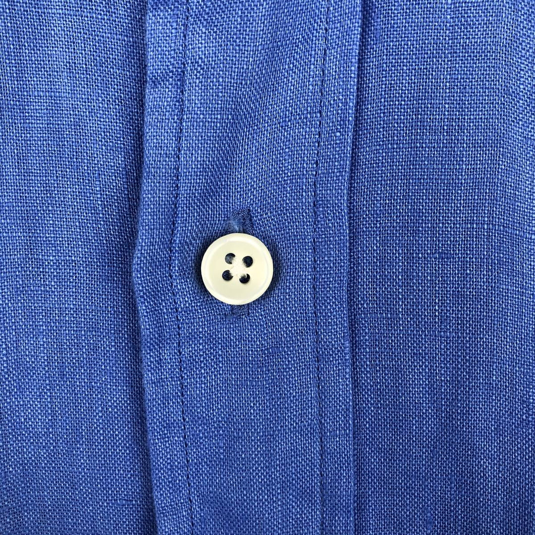 Ralph Lauren Custom Fit Long Sleeve Linen Button-Down Shirt, Men's Size L others blue type Vintage Second Hand