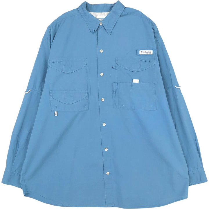 Columbia PFG Long Sleeve Fishing Shirt, Men's Size L cotton blue type Vintage Second Hand