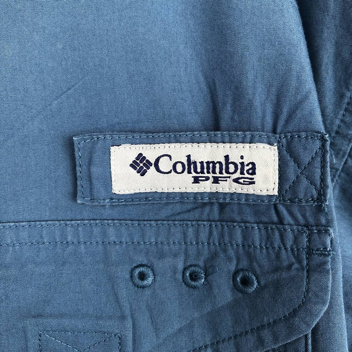 Columbia PFG Long Sleeve Fishing Shirt, Men's Size L cotton blue type Vintage Second Hand