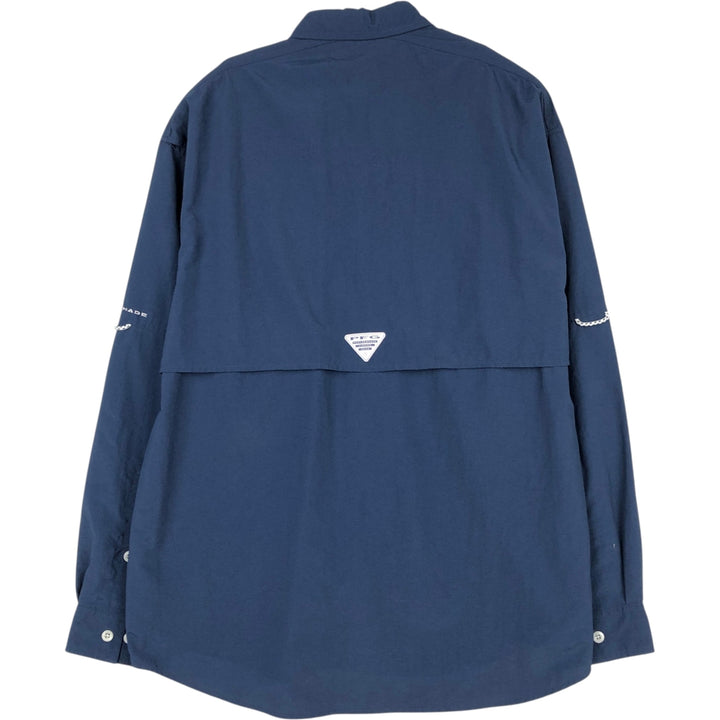 Columbia PFG OMNI-SHADE Long-Sleeve Fishing Shirt (Men's Size M) Nylon navy blue type Vintage Second Hand