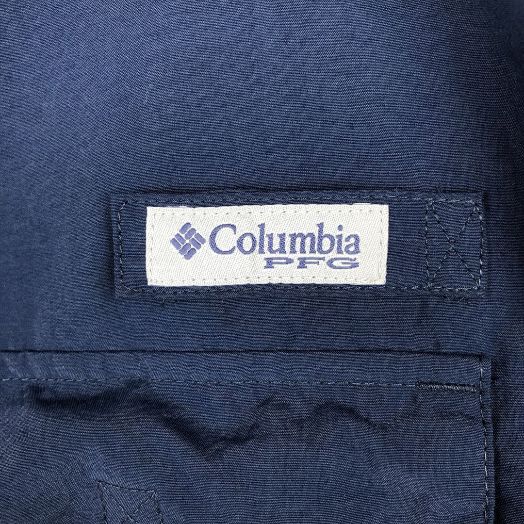 Columbia PFG OMNI-SHADE Long-Sleeve Fishing Shirt (Men's Size M) Nylon navy blue type Vintage Second Hand