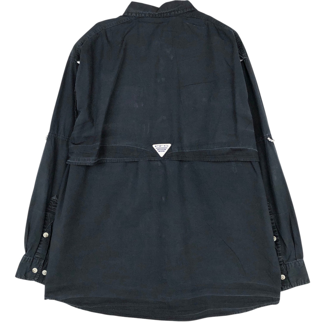 Columbia PFG Long-Sleeve Fishing Shirt, Men's Size M (approx.) cotton black type Vintage Second Hand