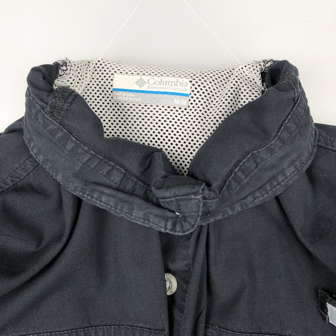 Columbia PFG Long-Sleeve Fishing Shirt, Men's Size M (approx.) cotton black type Vintage Second Hand