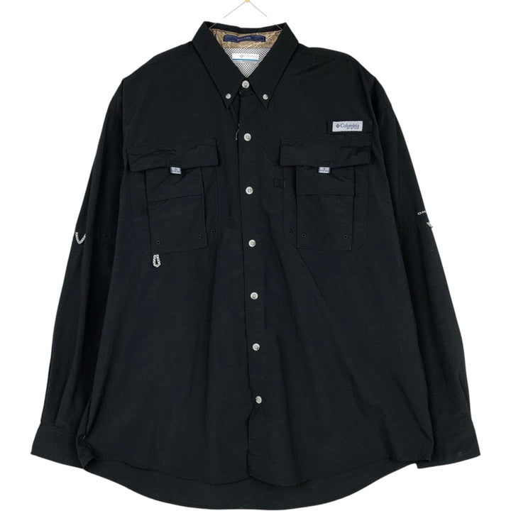 Columbia BAHAMA PFG OMNI-SHADE Long-Sleeve Fishing Shirt (Men's Size L) Nylon black type Vintage Second Hand