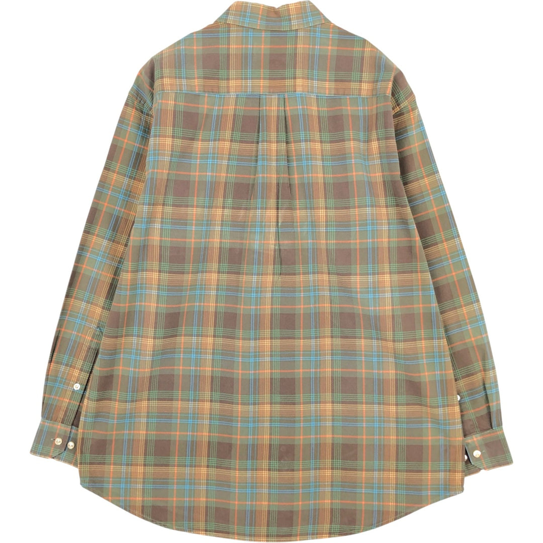 90'S Orvis Long-Sleeve Button-Down Check Shirt, Men's Size L (Equivalent), Vintage cotton Khaki type brown Vintage Second Hand