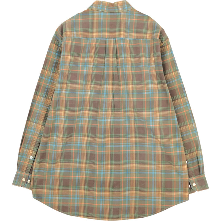 90'S Orvis Long-Sleeve Button-Down Check Shirt, Men's Size L (Equivalent), Vintage cotton Khaki type brown Vintage Second Hand