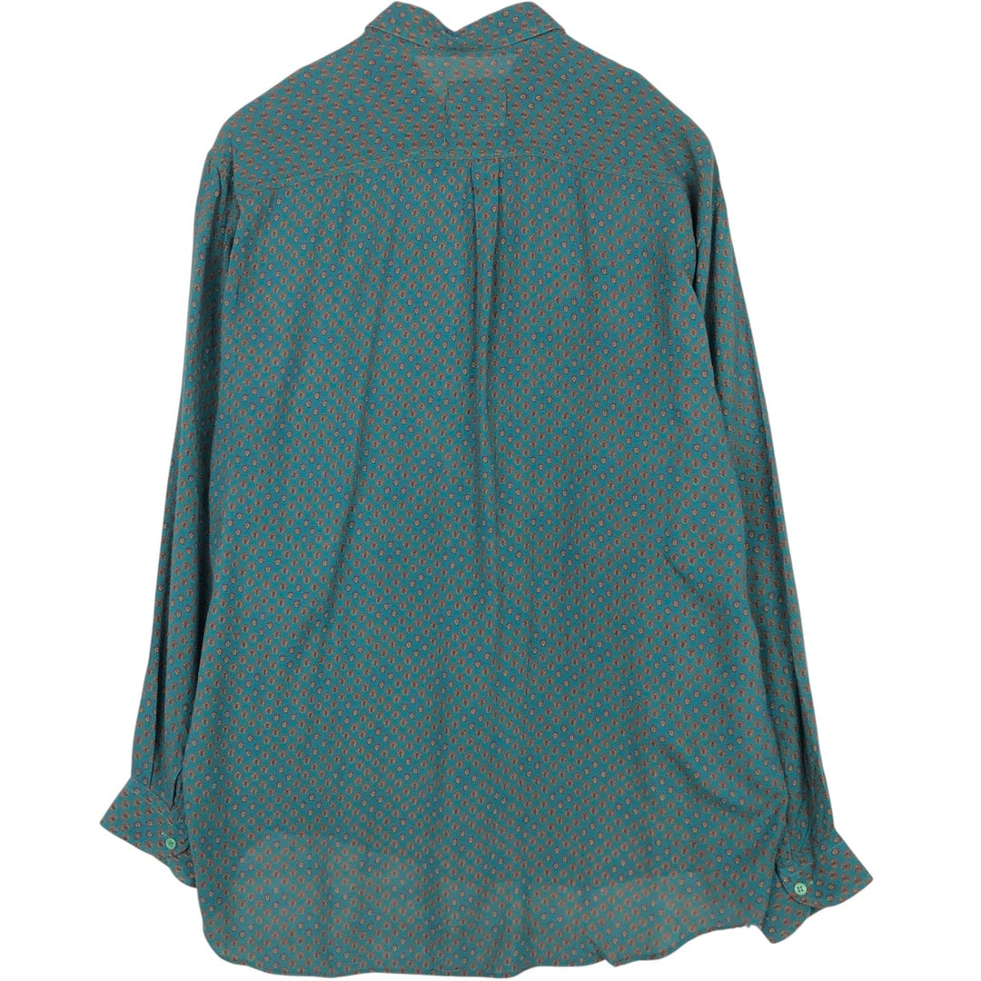 BIG MATCH all-over print long-sleeved rayon shirt, men's size L (approx.) Rayon Green type dark green Vintage Second Hand