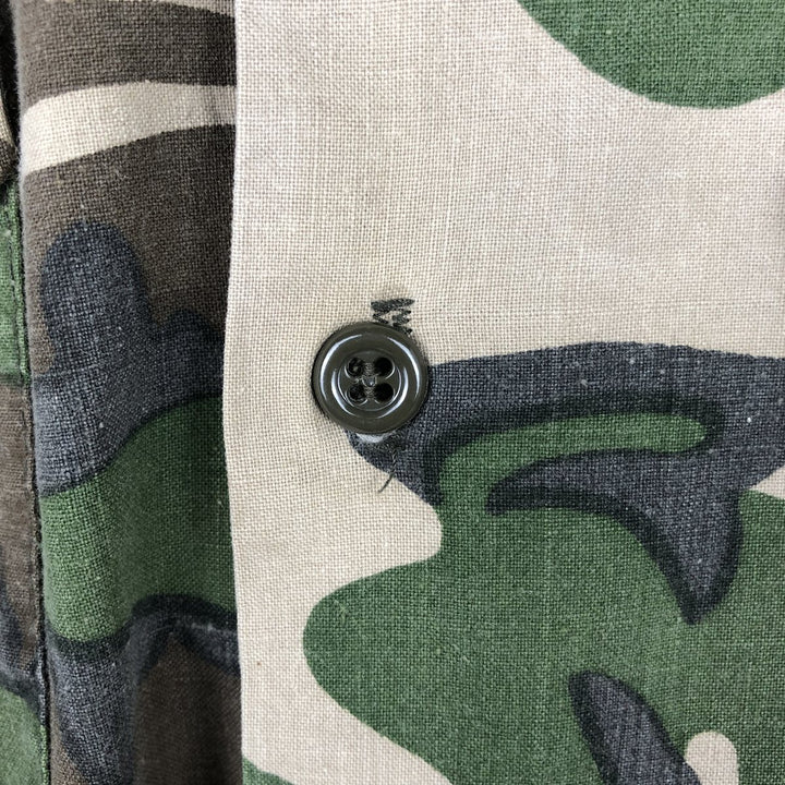 Ranger Camouflage Pattern Woodland Camo Long-Sleeve Shirt, Men's Size L (Equivalent), Regular Collar unclear brown type Vintage Second Hand