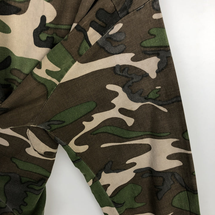 Ranger Camouflage Pattern Woodland Camo Long-Sleeve Shirt, Men's Size L (Equivalent), Regular Collar unclear brown type Vintage Second Hand