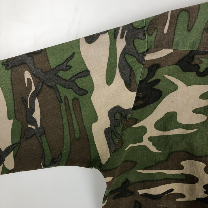 Ranger Camouflage Pattern Woodland Camo Long-Sleeve Shirt, Men's Size L (Equivalent), Regular Collar unclear brown type Vintage Second Hand