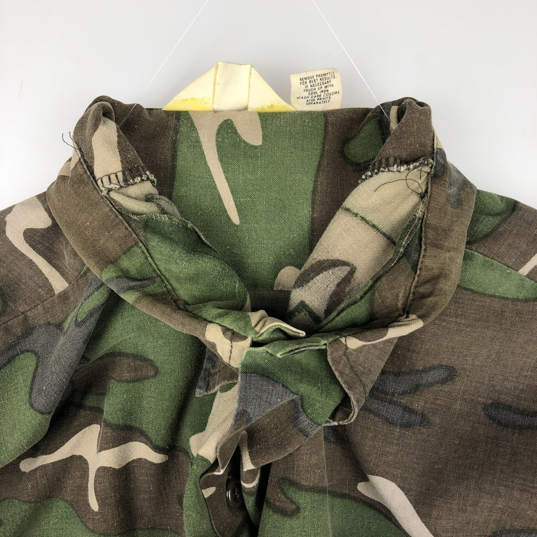 Ranger Camouflage Pattern Woodland Camo Long-Sleeve Shirt, Men's Size L (Equivalent), Regular Collar unclear brown type Vintage Second Hand