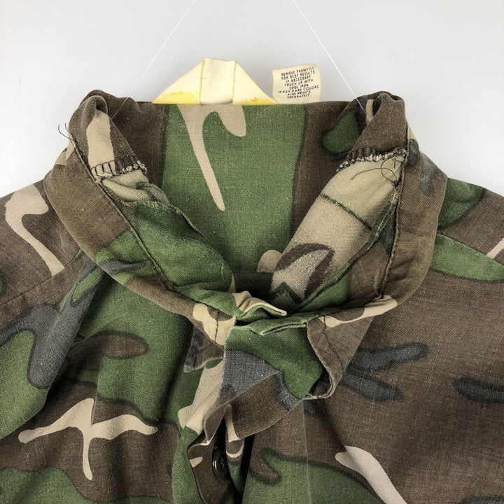 Ranger Camouflage Pattern Woodland Camo Long-Sleeve Shirt, Men's Size L (Equivalent), Regular Collar unclear brown type Vintage Second Hand