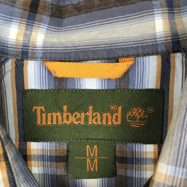 90'S Timberland Long-Sleeve Cotton Check Shirt, Men's Size M (approx.), Vintage cotton blue type Vintage Second Hand