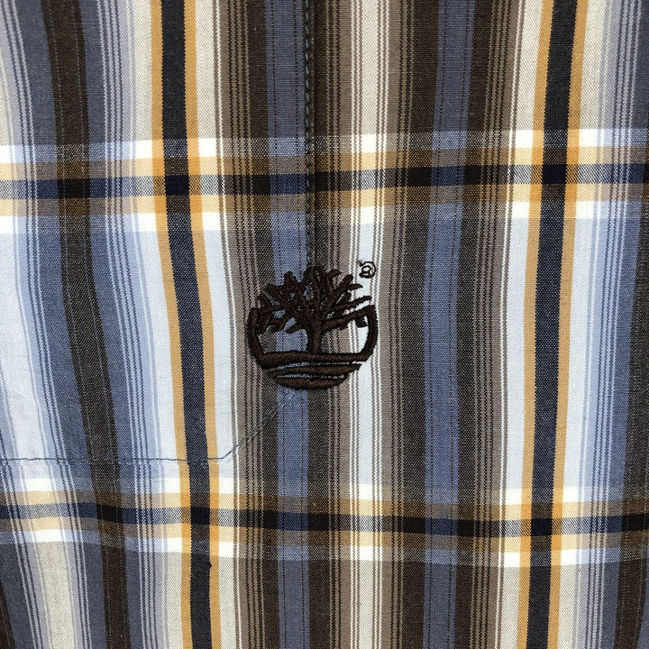 90'S Timberland Long-Sleeve Cotton Check Shirt, Men's Size M (approx.), Vintage cotton blue type Vintage Second Hand