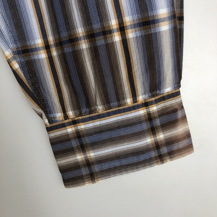 90'S Timberland Long-Sleeve Cotton Check Shirt, Men's Size M (approx.), Vintage cotton blue type Vintage Second Hand