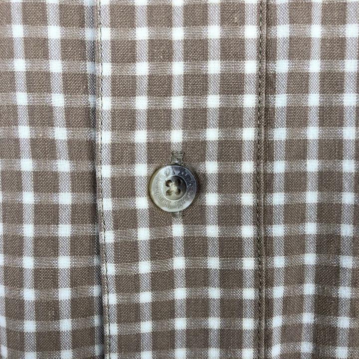 90'S Timberland Gingham Check Long-Sleeve Cotton Check Shirt, Men's Size S (Equivalent), Vintage cotton beige type brown Vintage Second Hand