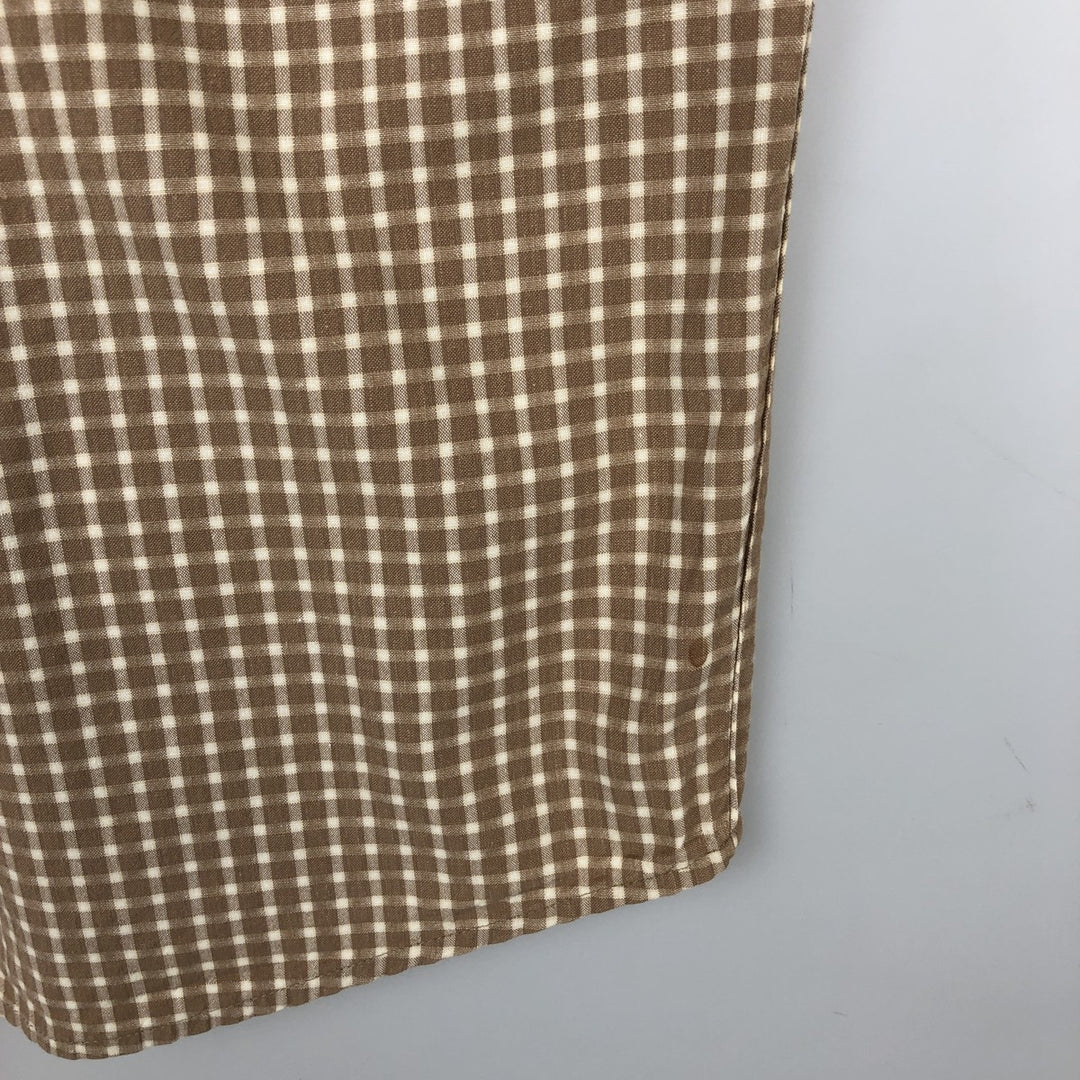 90'S Timberland Gingham Check Long-Sleeve Cotton Check Shirt, Men's Size S (Equivalent), Vintage cotton beige type brown Vintage Second Hand