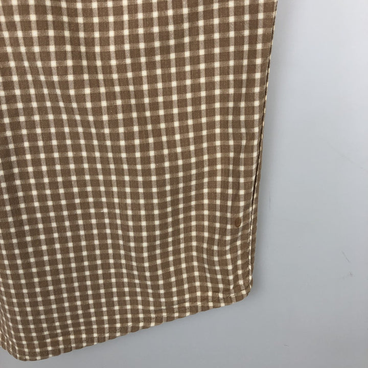 90'S Timberland Gingham Check Long-Sleeve Cotton Check Shirt, Men's Size S (Equivalent), Vintage cotton beige type brown Vintage Second Hand
