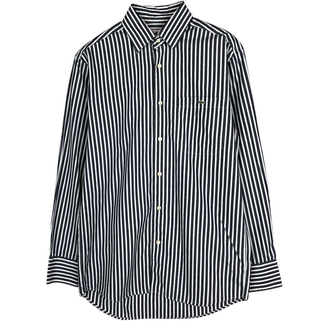 Lacoste long-sleeved cotton striped shirt, men's size M (approx.) cotton gray type Vintage Second Hand
