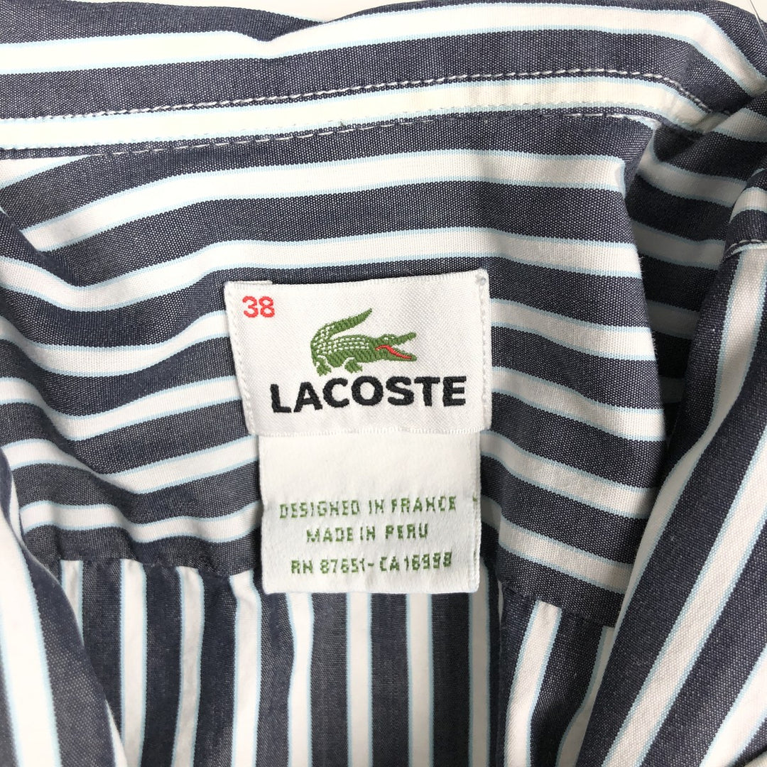Lacoste long-sleeved cotton striped shirt, men's size M (approx.) cotton gray type Vintage Second Hand