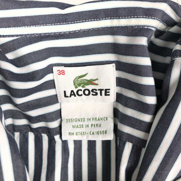 Lacoste long-sleeved cotton striped shirt, men's size M (approx.) cotton gray type Vintage Second Hand