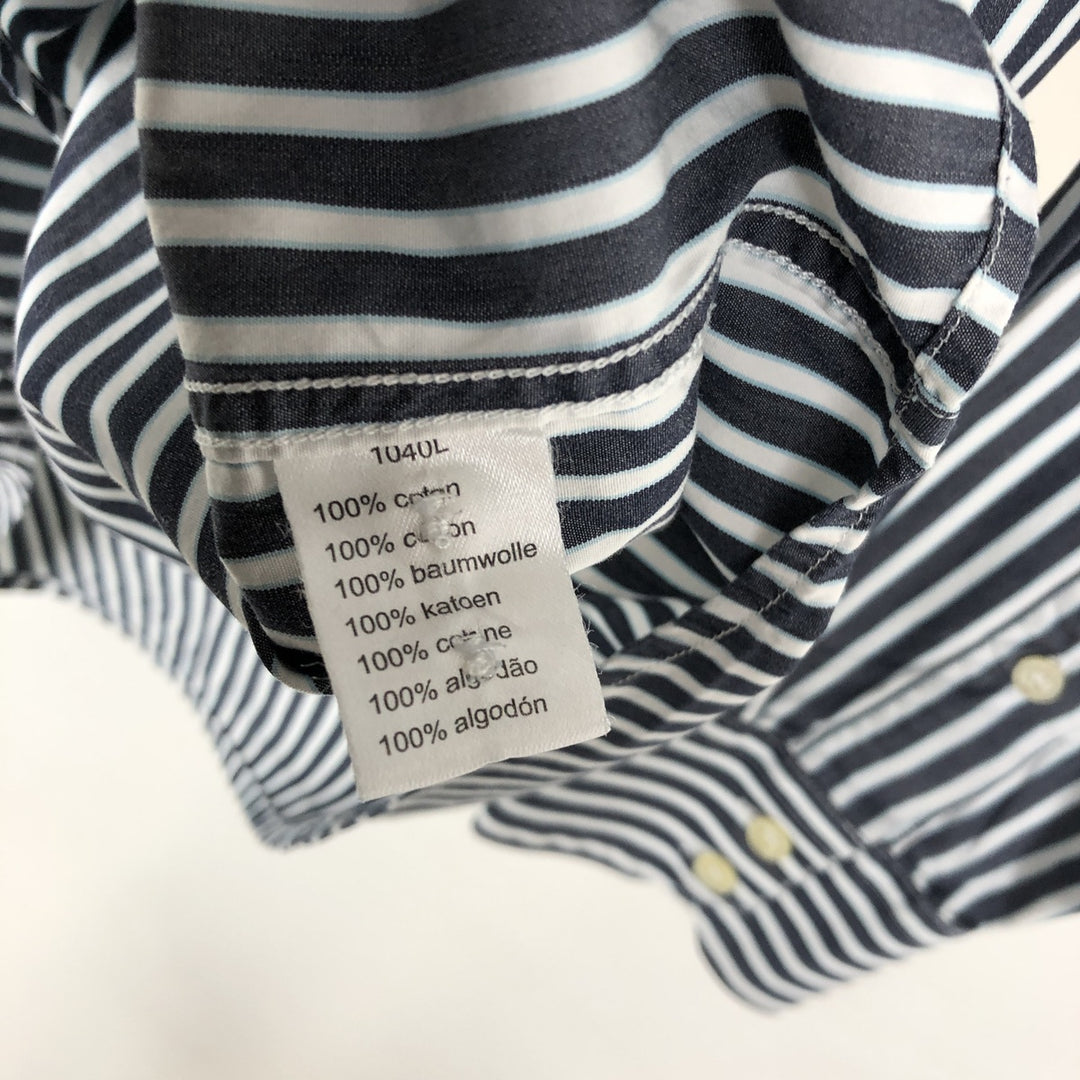 Lacoste long-sleeved cotton striped shirt, men's size M (approx.) cotton gray type Vintage Second Hand