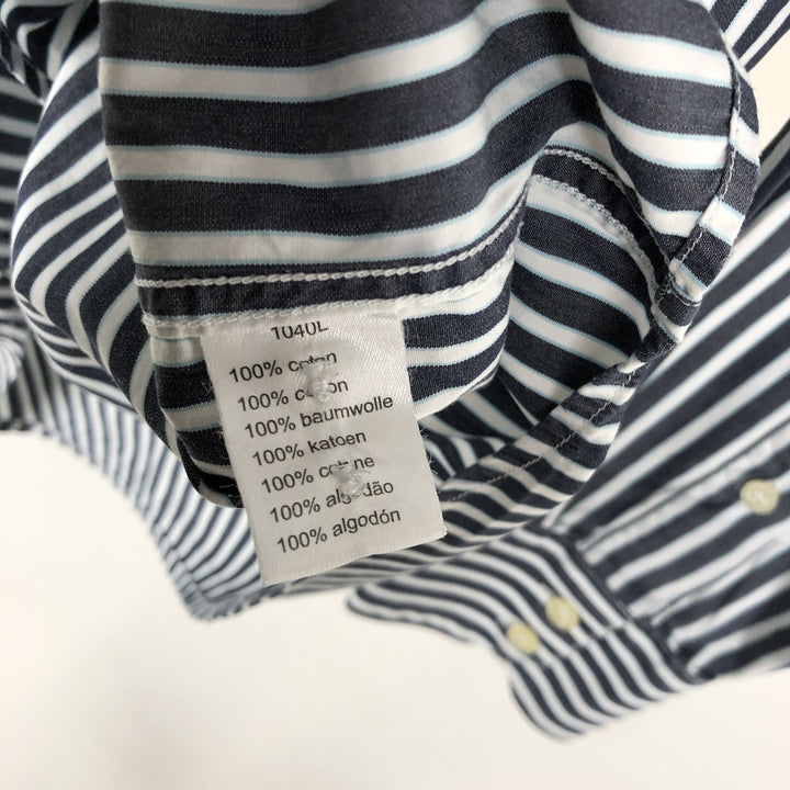 Lacoste long-sleeved cotton striped shirt, men's size M (approx.) cotton gray type Vintage Second Hand