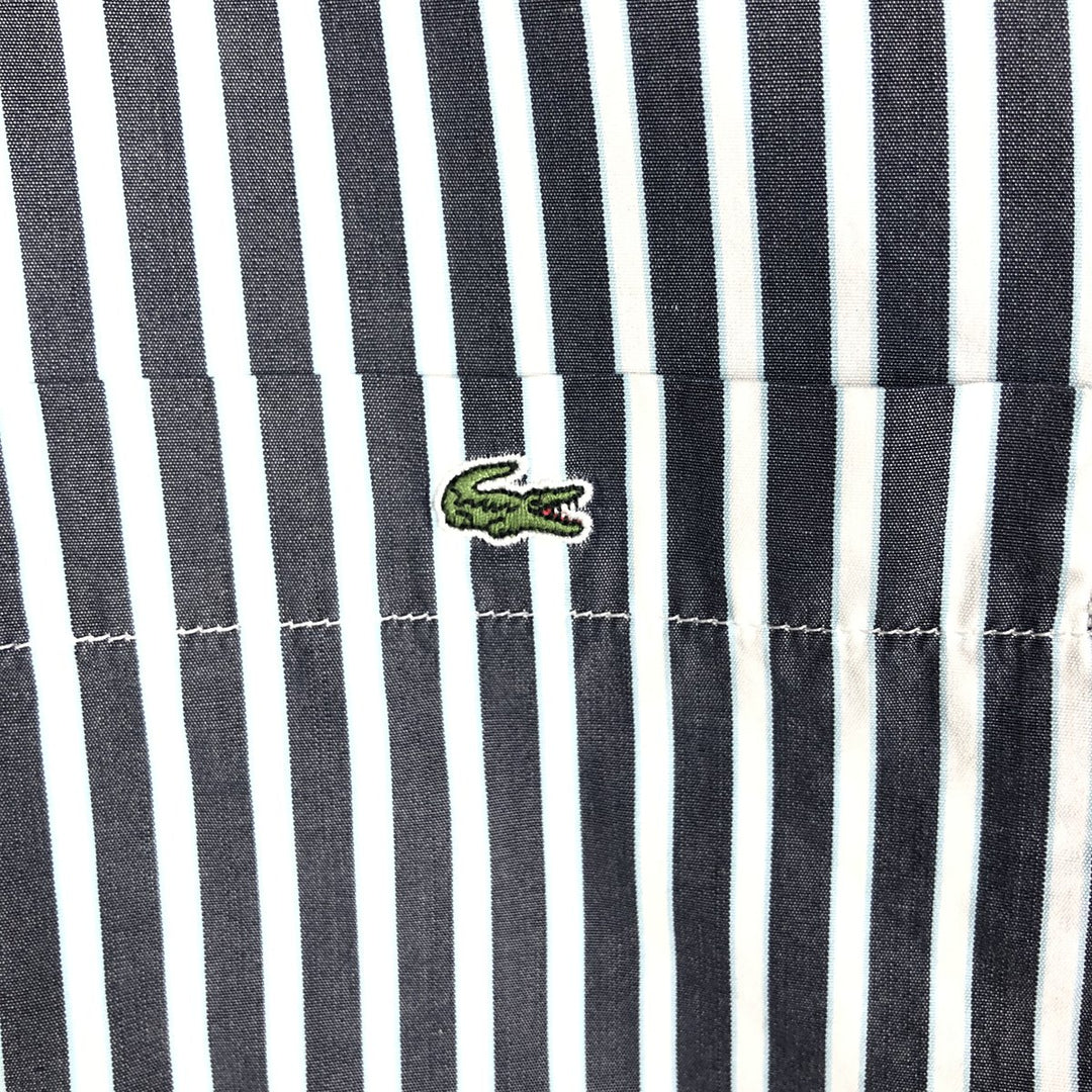 Lacoste long-sleeved cotton striped shirt, men's size M (approx.) cotton gray type Vintage Second Hand