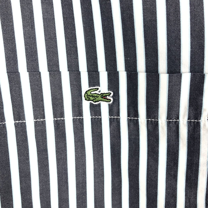 Lacoste long-sleeved cotton striped shirt, men's size M (approx.) cotton gray type Vintage Second Hand