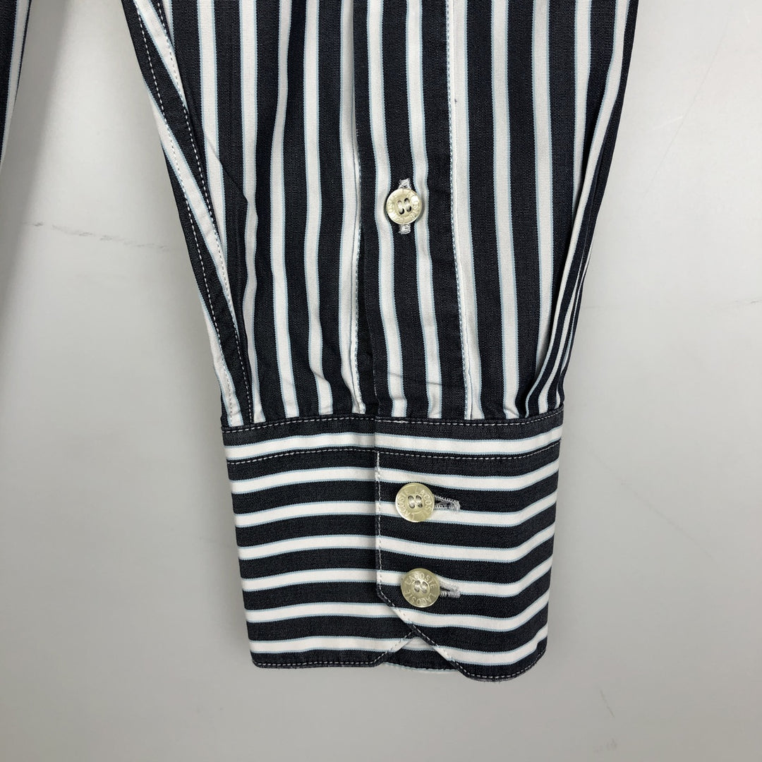Lacoste long-sleeved cotton striped shirt, men's size M (approx.) cotton gray type Vintage Second Hand