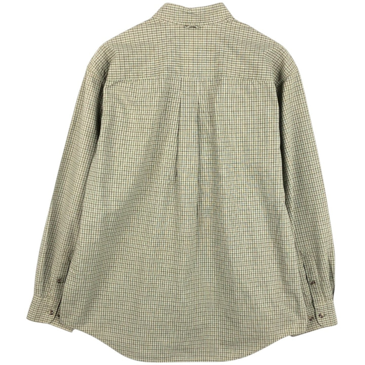 Timberland long-sleeved button-down check shirt, men's size L (approx.) cotton Khaki type sage green Vintage Second Hand