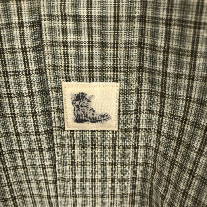 Timberland long-sleeved button-down check shirt, men's size L (approx.) cotton Khaki type sage green Vintage Second Hand