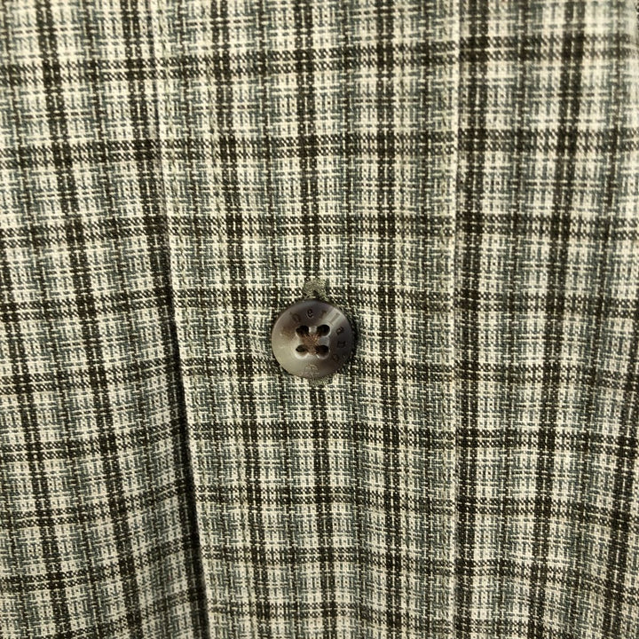 Timberland long-sleeved button-down check shirt, men's size L (approx.) cotton Khaki type sage green Vintage Second Hand