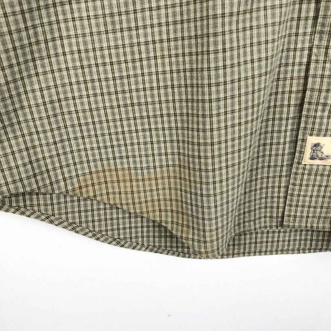 Timberland long-sleeved button-down check shirt, men's size L (approx.) cotton Khaki type sage green Vintage Second Hand