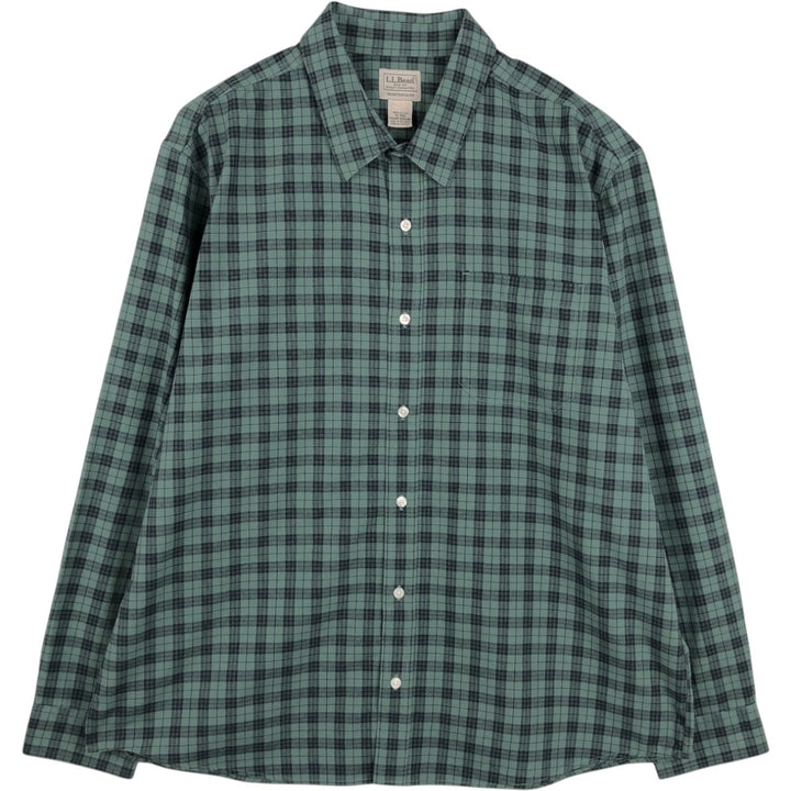 LLBean Traditional Fit Long-Sleeve Cotton Check Shirt, Men's Size XL (approx.) cotton Green type dark green Vintage Second Hand